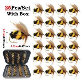 5/10/25pcs Artificial Bumblebee Fly Fishing Lures Baits Trout Bionic Flies For Trout Fishing - 25Pcs(with Box)