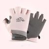 Summer Gloves For Men Cycling Anti UV Women Spring Ice Silk Two Finger Touchscreen Camping Driving Sports Riding Fishing Gloves - half finger pink - M