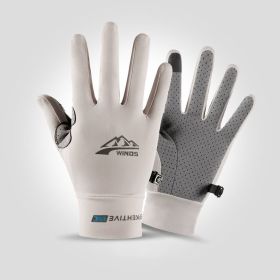 Summer Gloves For Men Cycling Anti UV Women Spring Ice Silk Two Finger Touchscreen Camping Driving Sports Riding Fishing Gloves - full finger gray - S