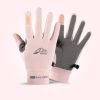 Summer Gloves For Men Cycling Anti UV Women Spring Ice Silk Two Finger Touchscreen Camping Driving Sports Riding Fishing Gloves - two finger pink - XL