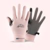 Summer Gloves For Men Cycling Anti UV Women Spring Ice Silk Two Finger Touchscreen Camping Driving Sports Riding Fishing Gloves - full finger pink - M
