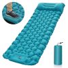 Outdoor Camping Sleeping Pad Inflatable Mattress With Pillows Ultralight Air Mat Built-in Inflator Pump For Travel Hiking - Peacock Blue