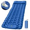 Outdoor Camping Sleeping Pad Inflatable Mattress With Pillows Ultralight Air Mat Built-in Inflator Pump For Travel Hiking - Blue