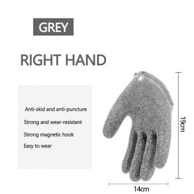 Fishing Gloves Anti-Slip Protect Hand from Puncture Scrapes Fisherman Professional Catch Fish Latex Hunting Gloves Left/Right - Right Grey - CN