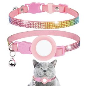 Rhinestone Decor Pet Collar For Airtag Tracker Case - Pink - Pet Supplies