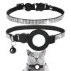 Rhinestone Decor Pet Collar For Airtag Tracker Case - Black - Pet Supplies