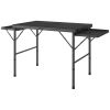 Outsunny Folding Camping Table, 4.5ft Portable Table with 2 Wing Panels, Height Adjustable Metal Picnic Table - default