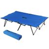 2 Person Folding Camping Cot for Adults, 50" Extra Wide Portable Sleeping Cot with Carry Bag, Elevated Camping Bed, Beach Hiking, Blue - Blue