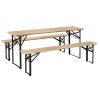 Outsunny Portable Wooden Picnic Table 6FT Beer Table Set with Benches German Style Anti-Injury Design for Patio Dining - default