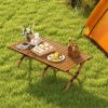 Folding Lightweight Aluminum Camping Table with Wood Grain - L