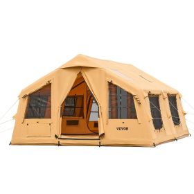Inflatable Tent, 8-12 Person Easy Setup Blow up Tent with Hand Pump, 4 Season Luxury Glamping Tent with 2 Skylights, Canopy