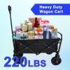 Mini Camping Cart Folding Wagon Garden Shopping Beach Cart Outdoor Cart Garden Cart For Picnic (black+blue)