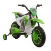 12V Kids Battery-Powered  Motorcycle Dirt Bike with Charging Battery, Training Wheels Green