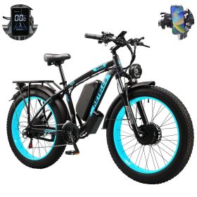 Electric Bike KETELES 48V 23AH Dual Motor 1000W*2 26"*4.0 MTB - blue
