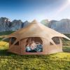 Canvas Tent, 4 Seasons 16.4 ft Bell Tent, Canvas Tent for Camping with Stove Jack, Breathable Yurt Tent for up to 8 People