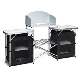 Folding Camping Table with Storage Organizer - Black