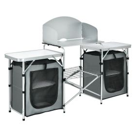 Folding Camping Table with Storage Organizer - Gray