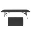 8ft Folding Table, Portable Plastic Table for Camping, Picnics, Parties, High Load Bearing Foldable Table Black - as Pic