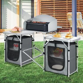 1PC Folding Camping Table with Storage Organizer - Gray