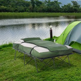 Compact Portable Camping Bed 2-Person Collapsible Cot with Sleeping Bag Air Mattress Pillows