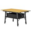 Outsunny 3ft Aluminum Small Folding Table, Portable Camping Table with Storage Bag, Carry Bag for Outdoor Picnic BBQ, Brown - Brown
