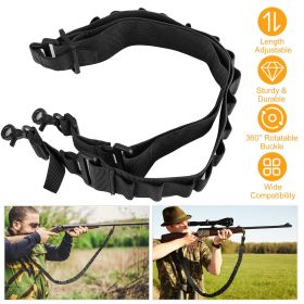 Tactical Shotgun Sling 2 Point Gun Sling Adjustable Shoulder Strap Rifle Shotgun Belts with 15-Shell Holders - Black