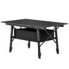 Outsunny 3ft Aluminum Small Folding Table, Portable Camping Table with Storage Bag, Carry Bag for Outdoor Picnic BBQ, Black - Default Title