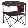 Folding Portable Camping Table Oxford Outdoor Picnic RoundTable 4 Cup Holders - 28 inch