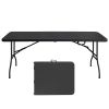 6ft Folding Table, Portable Plastic Table for Camping, Picnics, Parties, High Load Bearing Foldable Table Black - as Pic
