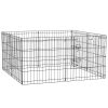 24inch Foldable Metal Exercise Pet Playpen Yard Dog Puppy Kennel Cage 8 Panel - Black