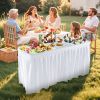 5 FT Folding Ice Cooler Table with Double Sinks for Camping Party Picnic Wedding - White