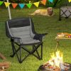 Outsunny Padded Camping Chair for Adults, Portable Folding Camping Chair with Side Pockets, Cup Holders, Carry Bag, Gray