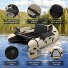Inflatable Fishing Float Tube with Pump Storage Pockets and Fish Ruler - Beige