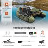 Inflatable Fishing Float Tube with Pump Storage Pockets and Fish Ruler - Gray
