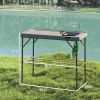 Outsunny Folding Fish Cleaning Table with Sink, Portable Camping Table with Faucet, Drainage Hose, Sprayer and Shelf, Gray - Gray