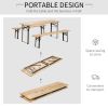 Outsunny Portable Wooden Picnic Table 6FT Beer Table Set with Benches German Style Anti-Injury Design for Patio Dining - default