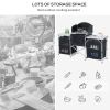 Outsunny Portable Camping Kitchen Aluminum Table Windscreen 3 Cupboards BBQ Black - Black