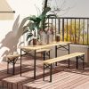 Outsunny Portable Wooden Picnic Table 6FT Beer Table Set with Benches German Style Anti-Injury Design for Patio Dining - default