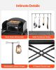 Camping Kitchen Table Portable Outdoor Cook Station Windshield Cupboard Aluminum - Black Table Top - Upgraded Version