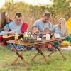 Folding Lightweight Aluminum Camping Table with Wood Grain - L