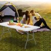 Portable Folding Camping Table with Carrying Handle for Picnic - White