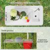 Outsunny Folding Fish Cleaning Table with Sink, Portable Camping Table with Faucet, Drainage Hose, Sprayer and Shelf, White - White