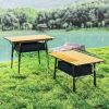 Outsunny 3ft Aluminum Small Folding Table, Portable Camping Table with Storage Bag, Carry Bag for Outdoor Picnic BBQ, Brown - Brown