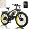 Electric Bike KETELES 48V 23AH Dual Motor 1000W*2 26"*4.0 MTB - yellow