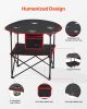 Folding Portable Camping Table Oxford Outdoor Picnic RoundTable 4 Cup Holders - 28 inch