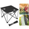 Travel Camping Picnic Portable Foldable Table with Cup Holder - Black - Outdoor Supplies
