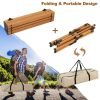 Folding Lightweight Aluminum Camping Table with Wood Grain - L