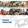 Portable Folding Camping Table with Carrying Handle for Picnic - White