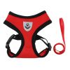 Reflective Pet Harness And Leash Set For Dog & Cat; Adjustable No Pull Dog Harness With Soft Mesh - Red - M