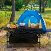 220 lb Capacity Foldable Camping Table | Aluminum Top & Steel Frame with Mesh Basket | Portable BBQ/Picnic/Beach Table Includes Carry Bag - Black